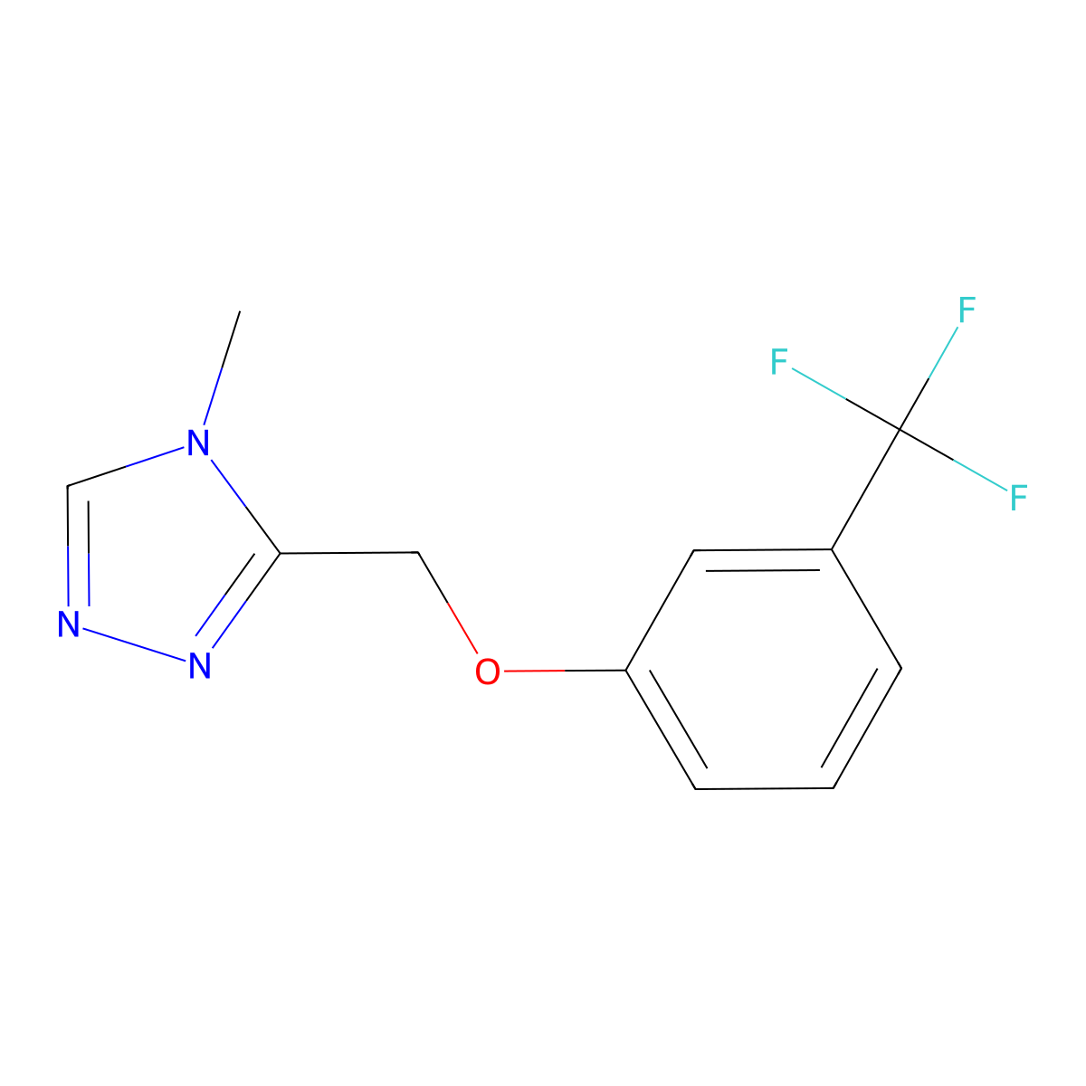 4-methyl-3-{[3-(trifluoromethyl)phenoxy]methyl}-4H-1,2,4-triazole molecular structure, CAS 2640965-72-4