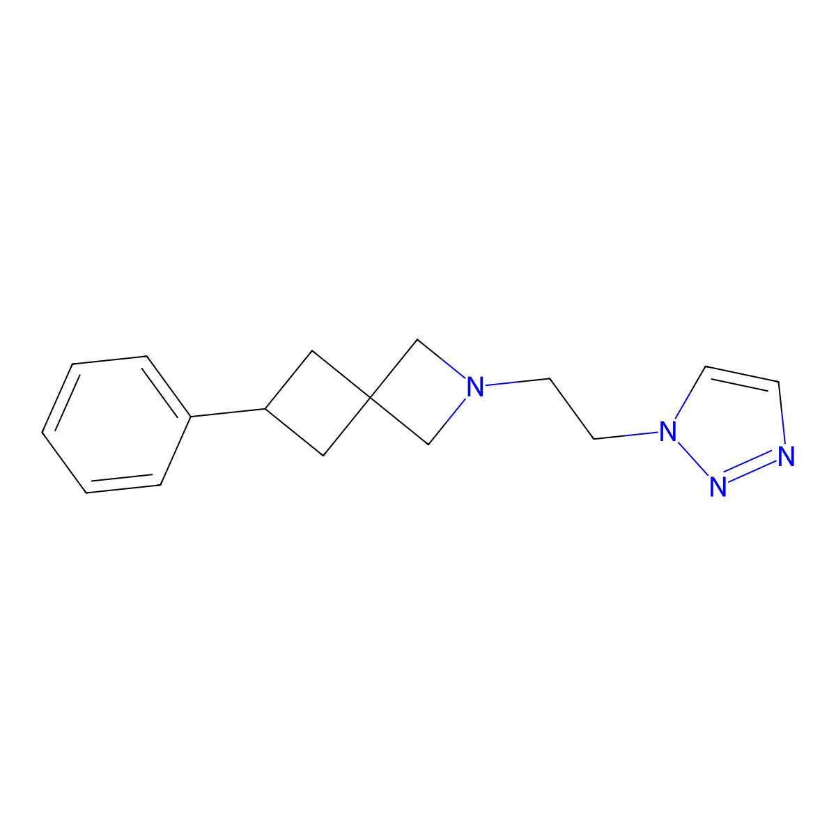 6-phenyl-2-[2-(1H-1,2,3-triazol-1-yl)ethyl]-2-azaspiro[3.3]heptane molecular structure, CAS 2640965-81-5