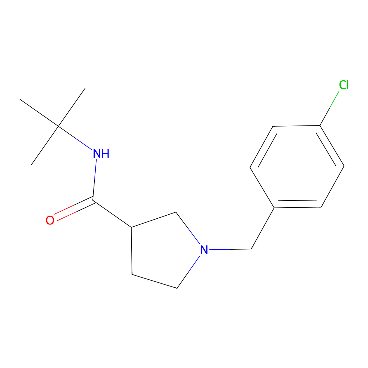 N-tert-butyl-1-[(4-chlorophenyl)methyl]pyrrolidine-3-carboxamide molecular structure, CAS 2640965-87-1