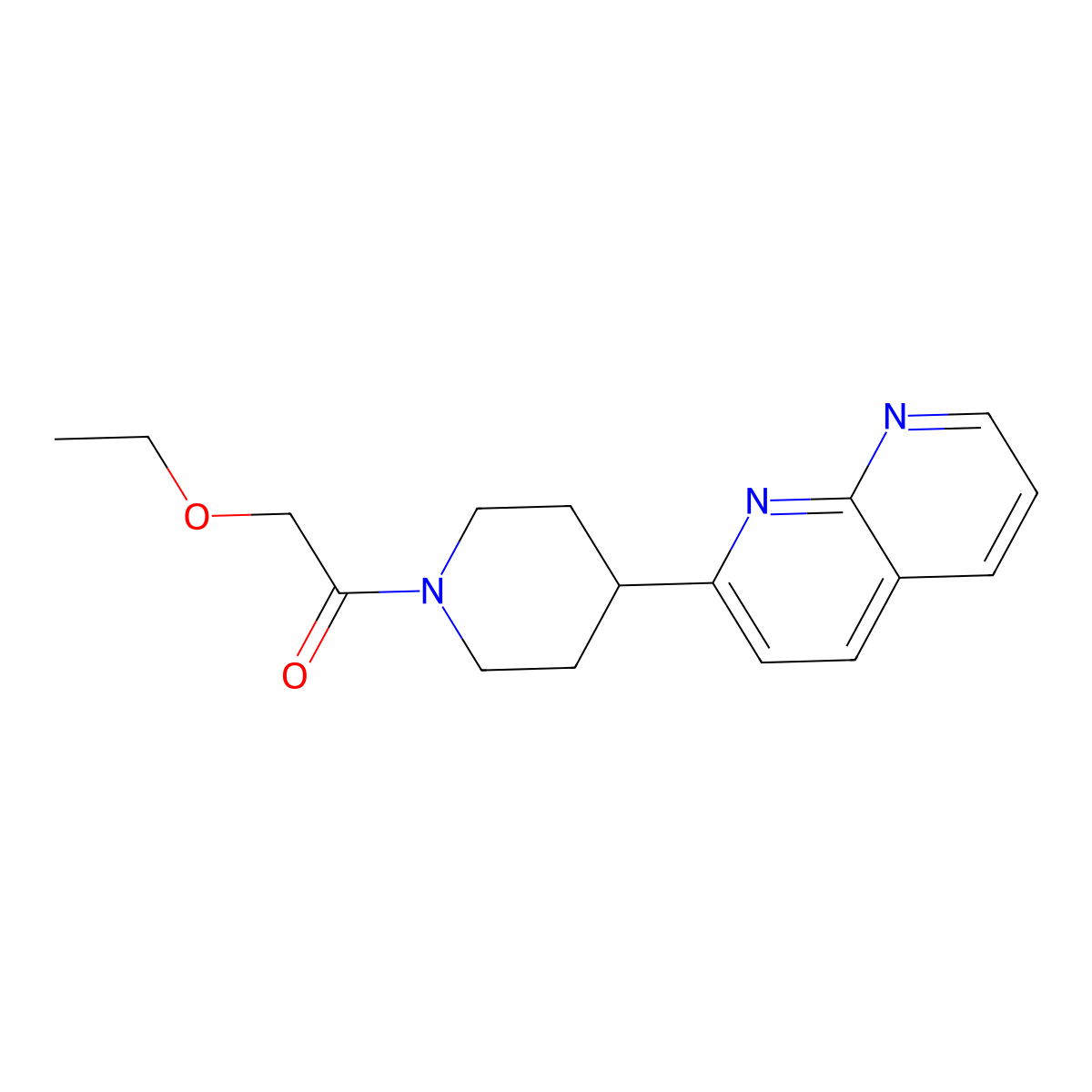 2-Ethoxy-1-[4-(1,8-naphthyridin-2-yl)piperidin-1-yl]ethan-1-one molecular structure, CAS 2640965-88-2