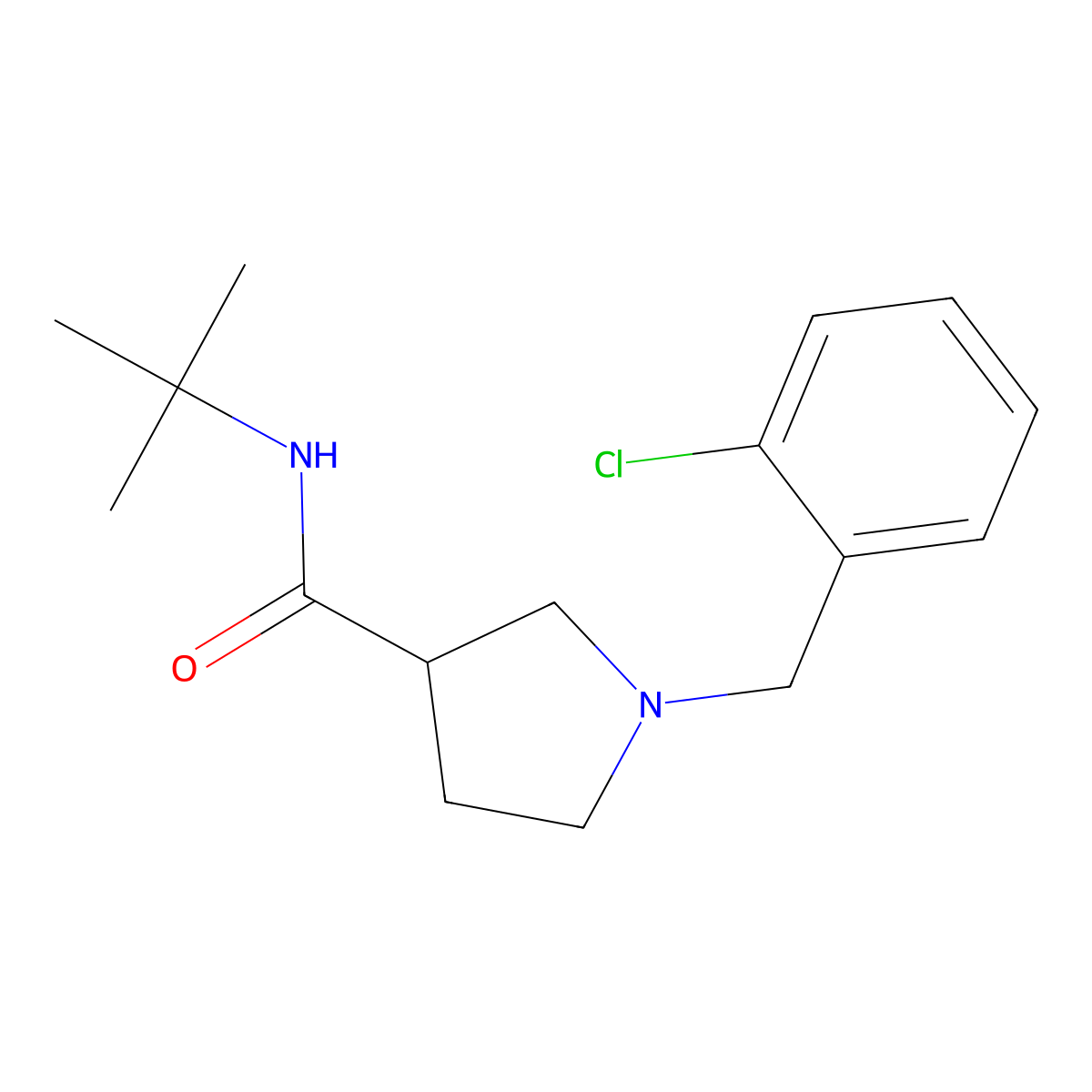 N-tert-butyl-1-[(2-chlorophenyl)methyl]pyrrolidine-3-carboxamide molecular structure, CAS 2640965-92-8