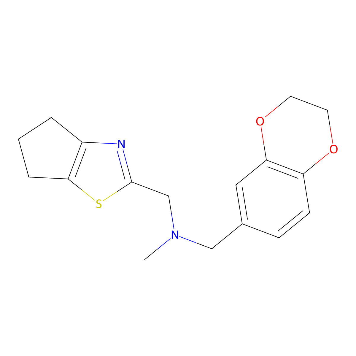 ({4H,5H,6H-cyclopenta[d][1,3]thiazol-2-yl}methyl)[(2,3-dihydro-1,4-benzodioxin-6-yl)methyl]methylamine molecular structure, CAS 2640965-94-0