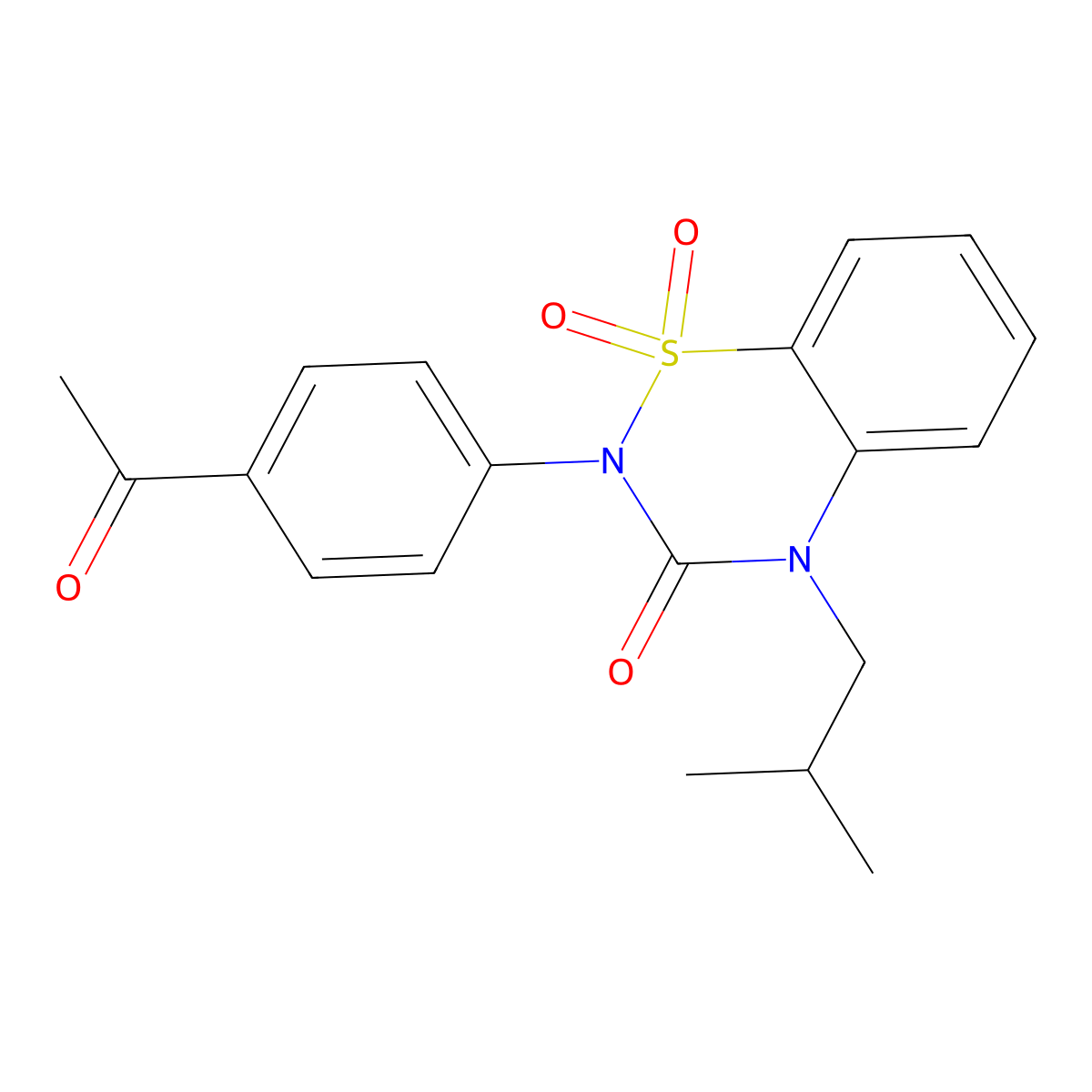 2-(4-Acetylphenyl)-4-(2-methylpropyl)-1,1-dioxo-1lambda6,2,4-benzothiadiazin-3-one molecular structure, CAS 2640965-99-5