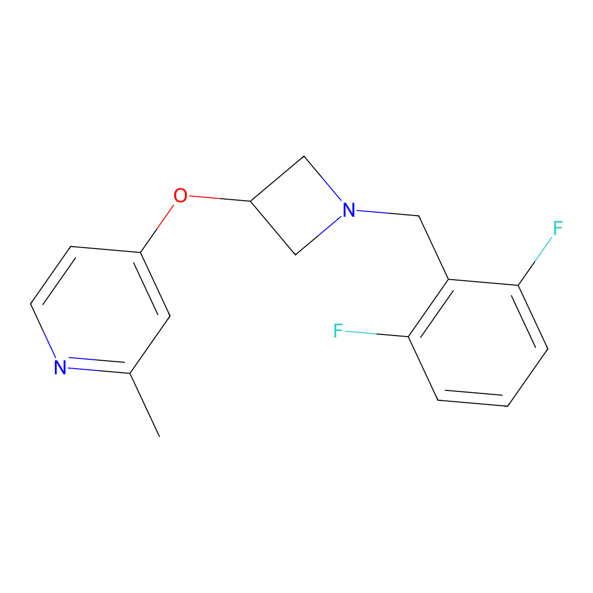 4-({1-[(2,6-Difluorophenyl)methyl]azetidin-3-yl}oxy)-2-methylpyridine molecular structure, CAS 2640966-00-1