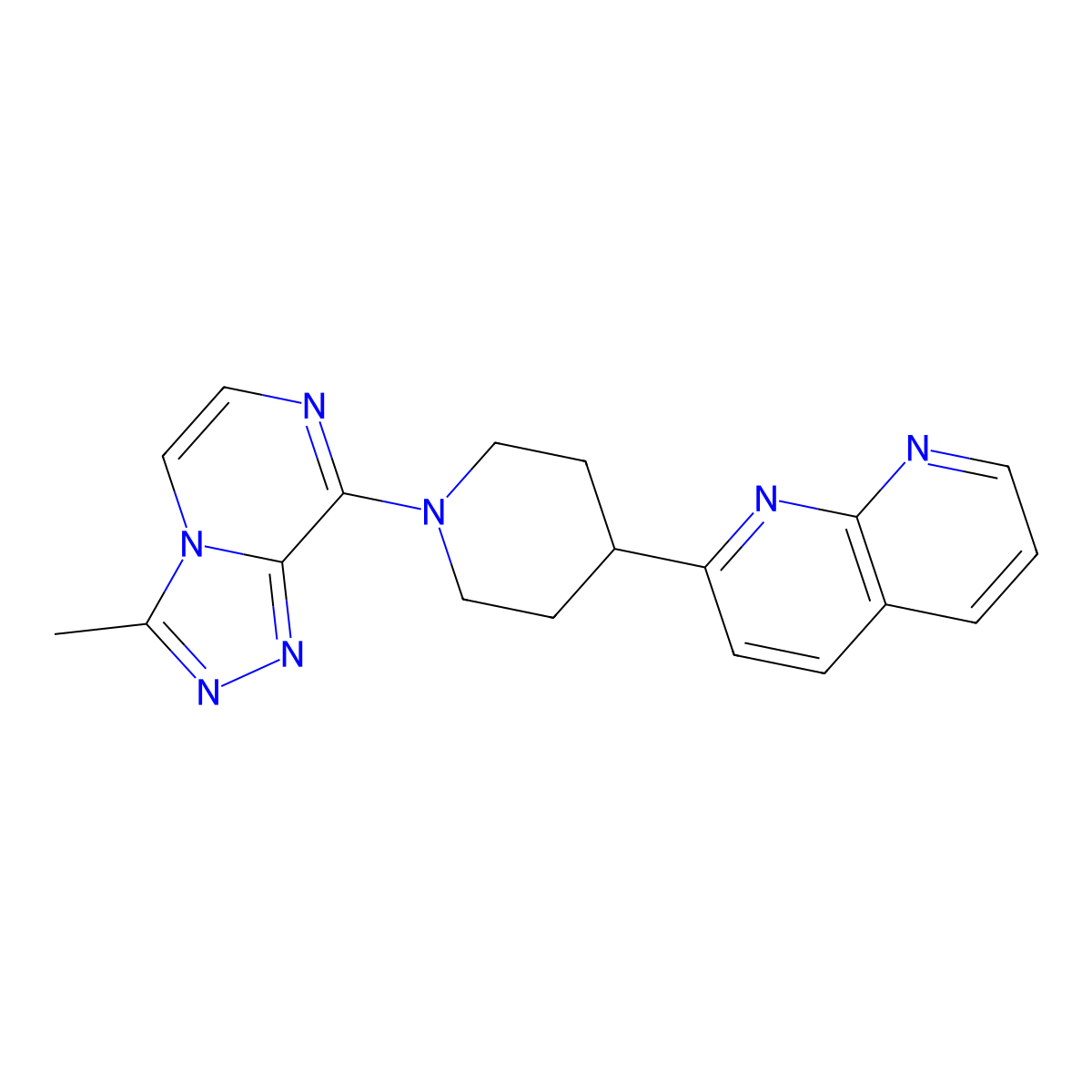 2-(1-{3-Methyl-[1,2,4]triazolo[4,3-a]pyrazin-8-yl}piperidin-4-yl)-1,8-naphthyridine molecular structure, CAS 2640966-01-2