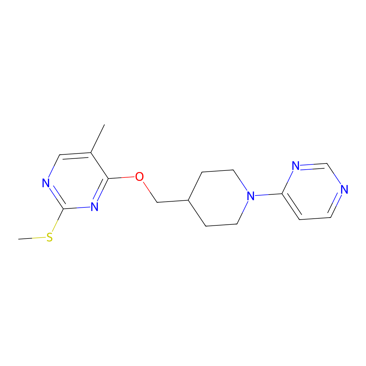 5-Methyl-2-(methylsulfanyl)-4-{[1-(pyrimidin-4-yl)piperidin-4-yl]methoxy}pyrimidine molecular structure, CAS 2640966-02-3