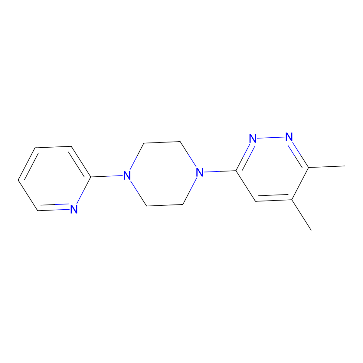 3,4-Dimethyl-6-[4-(pyridin-2-yl)piperazin-1-yl]pyridazine molecular structure, CAS 2640966-04-5