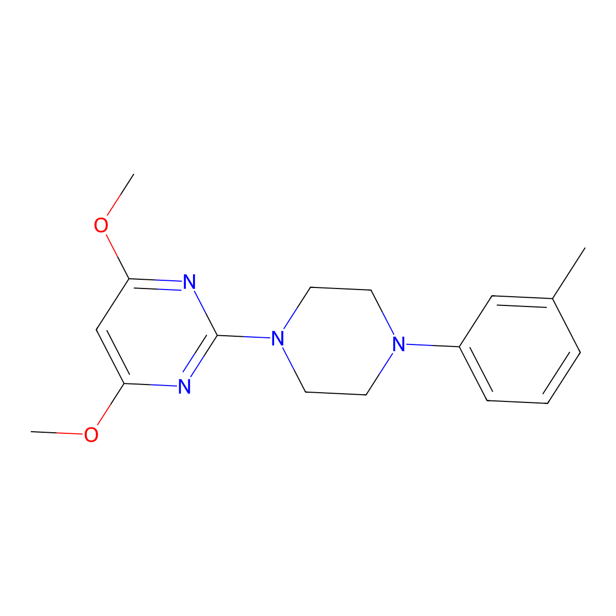 4,6-Dimethoxy-2-[4-(3-methylphenyl)piperazin-1-yl]pyrimidine molecular structure, CAS 2640966-05-6