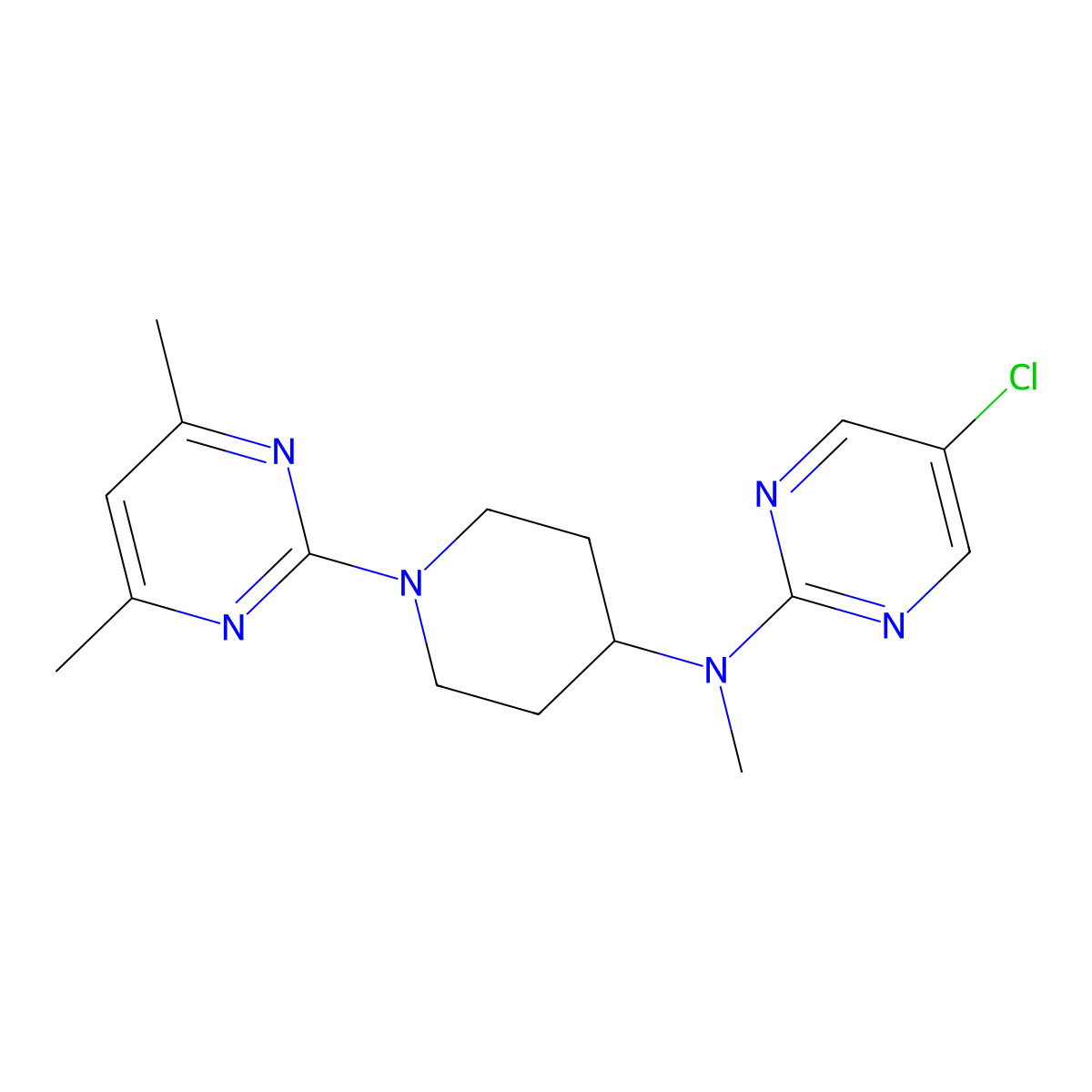 5-chloro-N-[1-(4,6-dimethylpyrimidin-2-yl)piperidin-4-yl]-N-methylpyrimidin-2-amine molecular structure, CAS 2640966-09-0