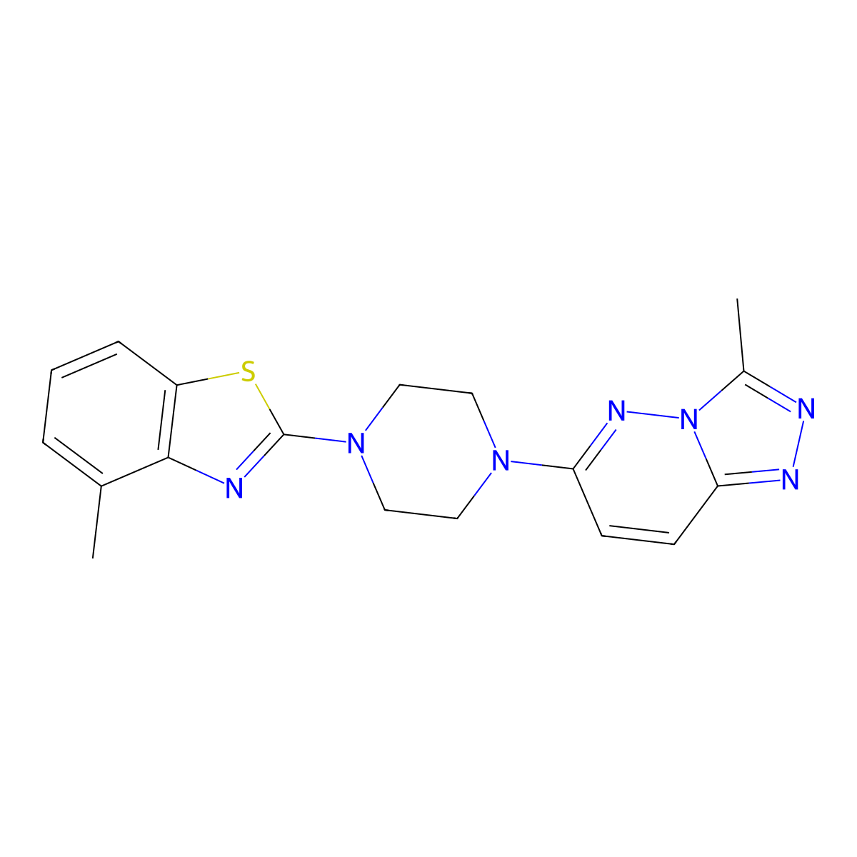 4-Methyl-2-(4-{3-methyl-[1,2,4]triazolo[4,3-b]pyridazin-6-yl}piperazin-1-yl)-1,3-benzothiazole molecular structure, CAS 2640966-12-5