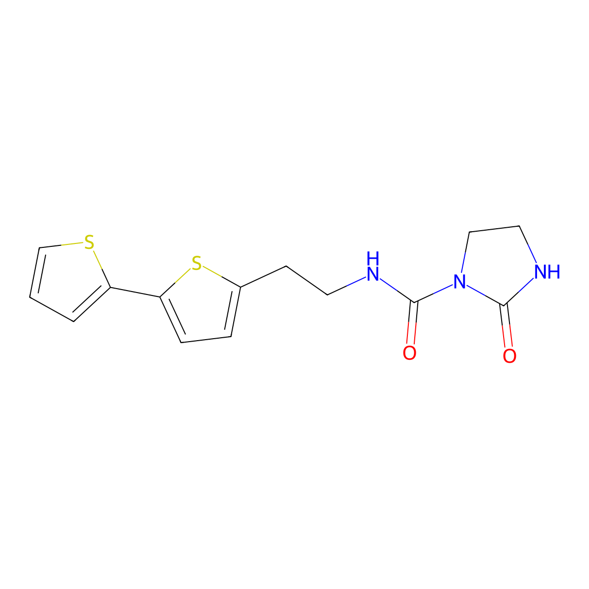 N-(2-{[2,2'-bithiophene]-5-yl}ethyl)-2-oxoimidazolidine-1-carboxamide molecular structure, CAS 2640966-13-6