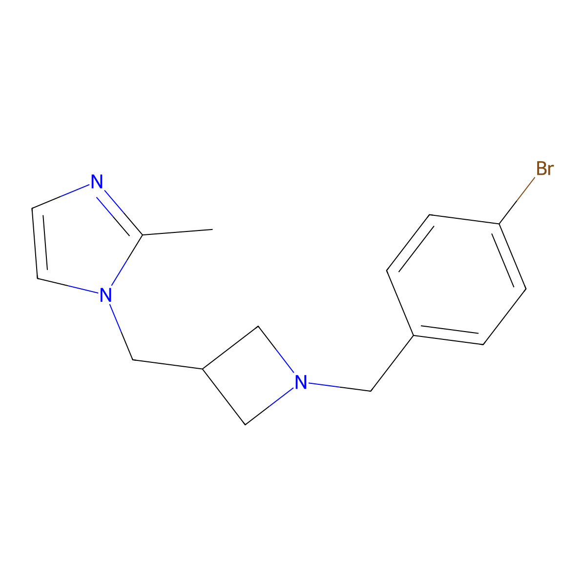 1-({1-[(4-bromophenyl)methyl]azetidin-3-yl}methyl)-2-methyl-1H-imidazole molecular structure, CAS 2640966-18-1