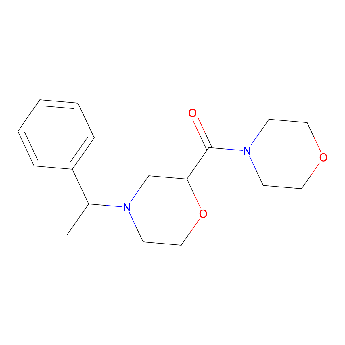 2-(Morpholine-4-carbonyl)-4-(1-phenylethyl)morpholine molecular structure, CAS 2640966-22-7