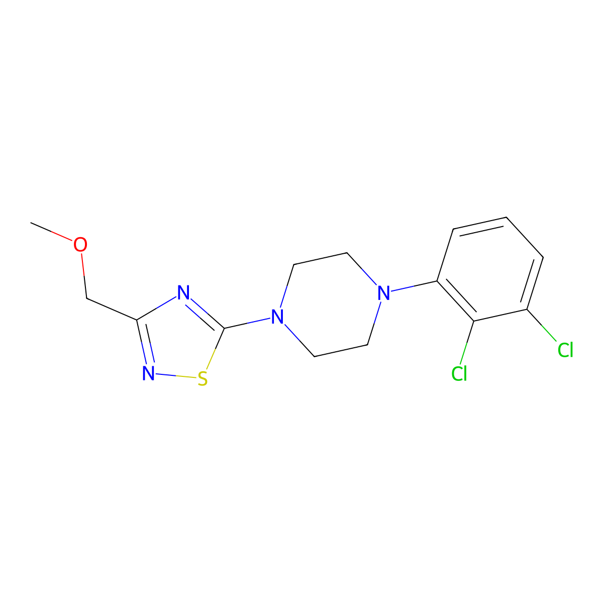 1-(2,3-Dichlorophenyl)-4-[3-(methoxymethyl)-1,2,4-thiadiazol-5-yl]piperazine molecular structure, CAS 2640966-31-8