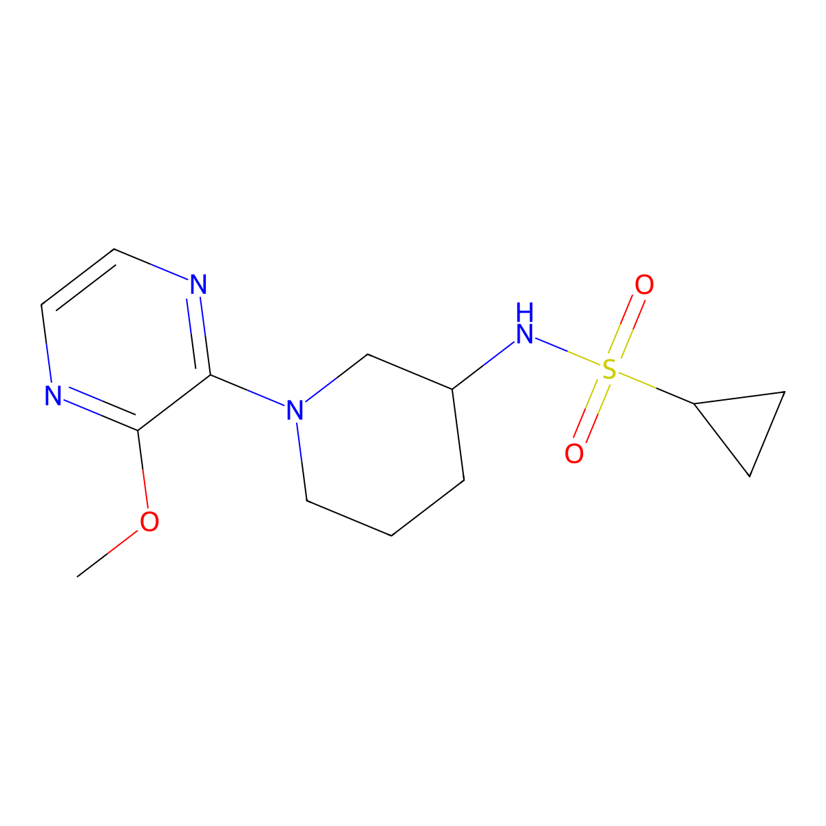 N-[1-(3-methoxypyrazin-2-yl)piperidin-3-yl]cyclopropanesulfonamide molecular structure, CAS 2640966-36-3