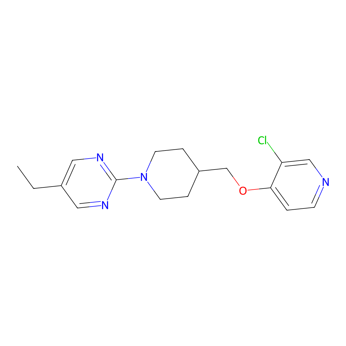 2-(4-{[(3-Chloropyridin-4-yl)oxy]methyl}piperidin-1-yl)-5-ethylpyrimidine molecular structure, CAS 2640966-41-0