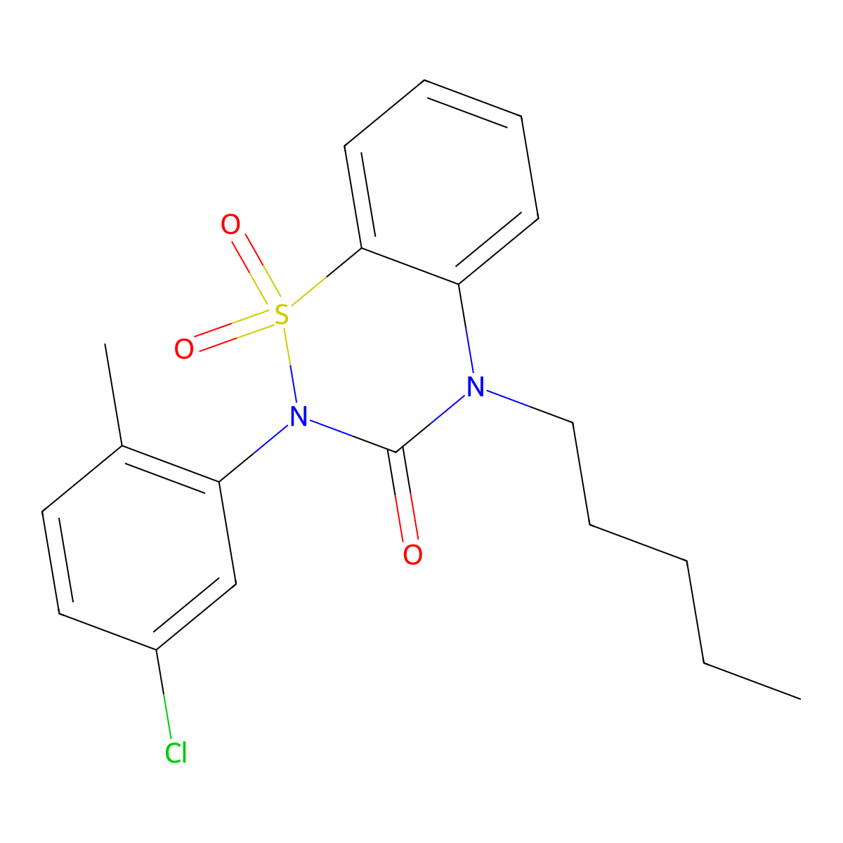 2-(5-Chloro-2-methylphenyl)-1,1-dioxo-4-pentyl-1lambda6,2,4-benzothiadiazin-3-one molecular structure, CAS 2640966-44-3