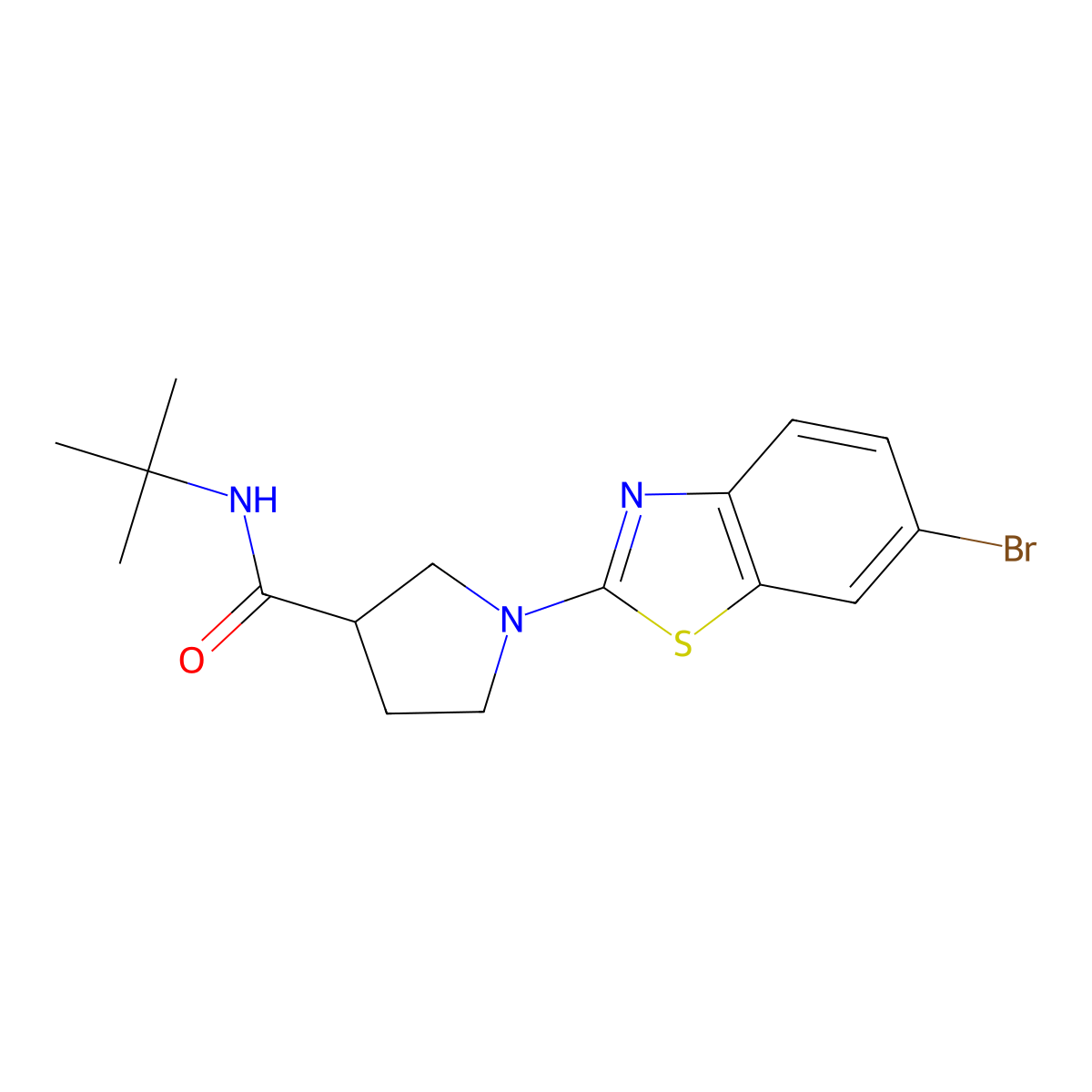 1-(6-bromo-1,3-benzothiazol-2-yl)-N-tert-butylpyrrolidine-3-carboxamide molecular structure, CAS 2640966-49-8