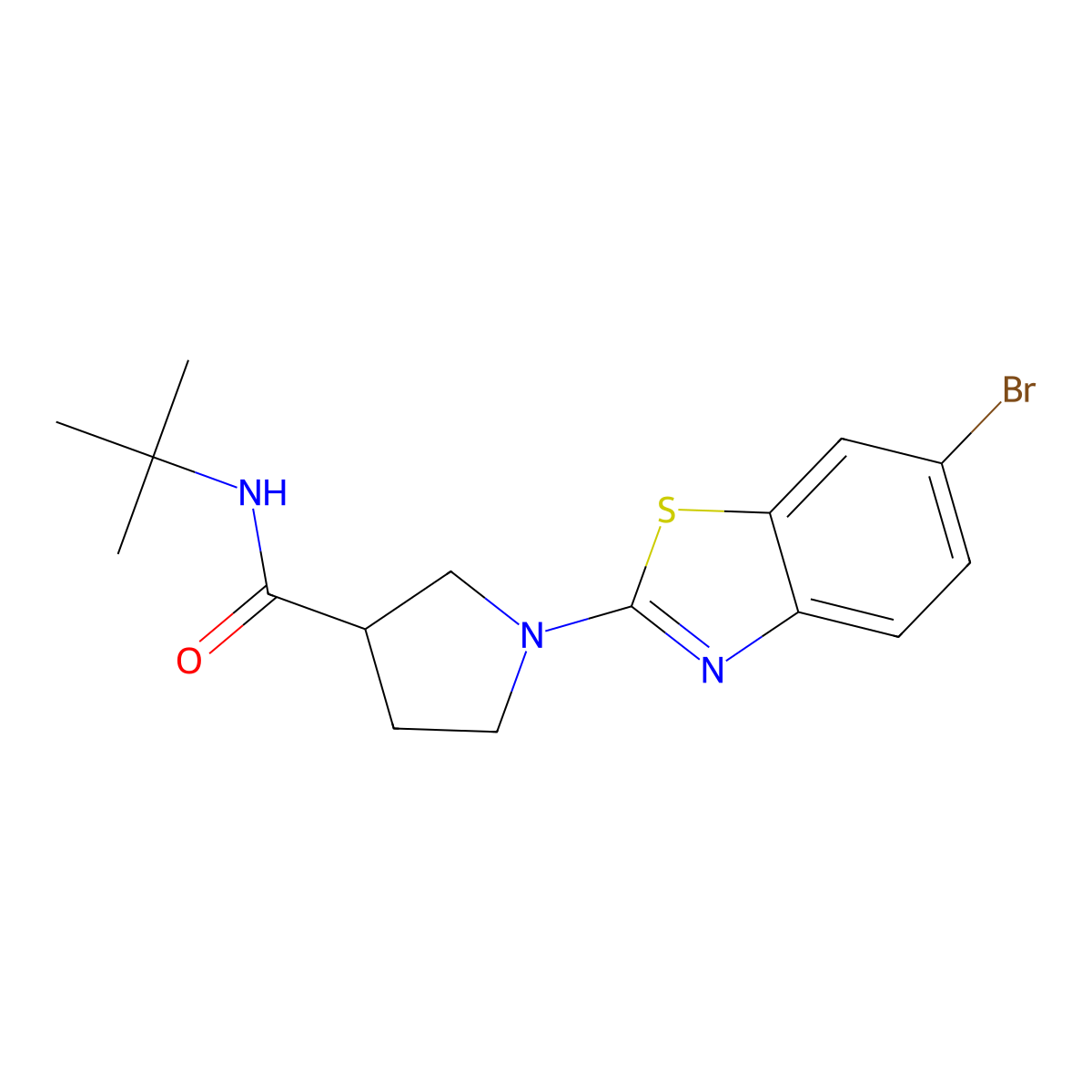 1-(6-bromo-1,3-benzothiazol-2-yl)-N-tert-butylpyrrolidine-3-carboxamide molecular structure, CAS 2640966-49-8