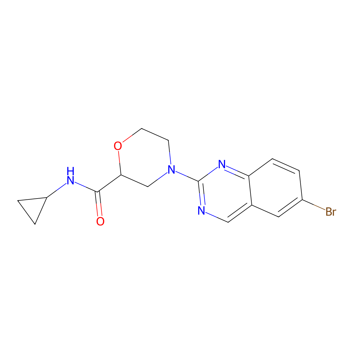 4-(6-bromoquinazolin-2-yl)-N-cyclopropylmorpholine-2-carboxamide molecular structure, CAS 2640966-53-4