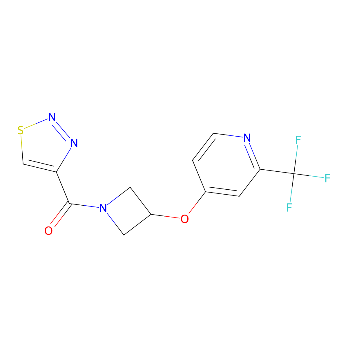 4-{[1-(1,2,3-Thiadiazole-4-carbonyl)azetidin-3-yl]oxy}-2-(trifluoromethyl)pyridine molecular structure, CAS 2640966-57-8