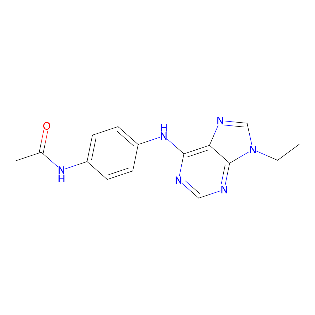 N-{4-[(9-ethyl-9H-purin-6-yl)amino]phenyl}acetamide molecular structure, CAS 2640966-67-0