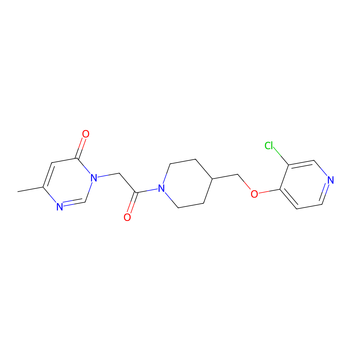 3-[2-(4-{[(3-Chloropyridin-4-yl)oxy]methyl}piperidin-1-yl)-2-oxoethyl]-6-methyl-3,4-dihydropyrimidin-4-one molecular structure, CAS 2640966-78-3