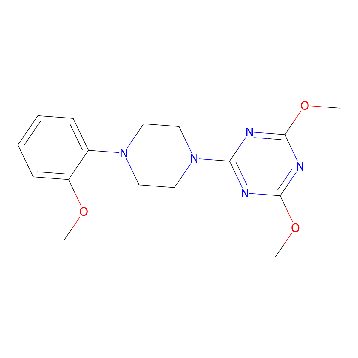 2,4-Dimethoxy-6-[4-(2-methoxyphenyl)piperazin-1-yl]-1,3,5-triazine molecular structure, CAS 2640966-80-7