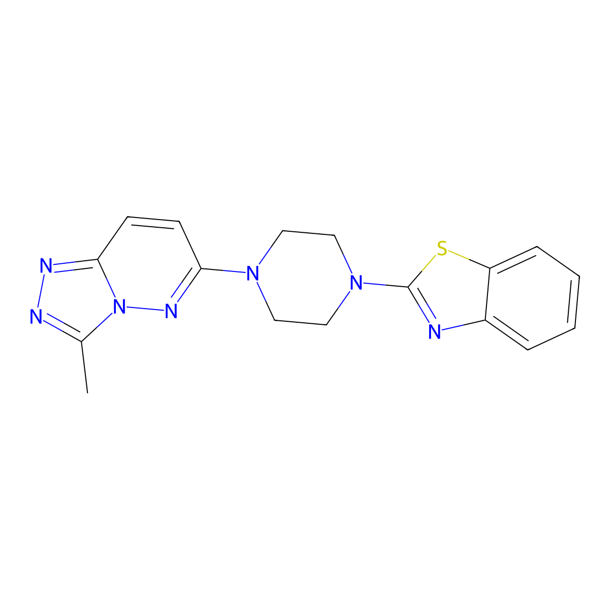 2-(4-{3-Methyl-[1,2,4]triazolo[4,3-b]pyridazin-6-yl}piperazin-1-yl)-1,3-benzothiazole molecular structure, CAS 2640966-82-9