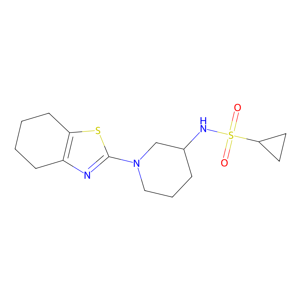 N-[1-(4,5,6,7-tetrahydro-1,3-benzothiazol-2-yl)piperidin-3-yl]cyclopropanesulfonamide molecular structure, CAS 2640966-84-1