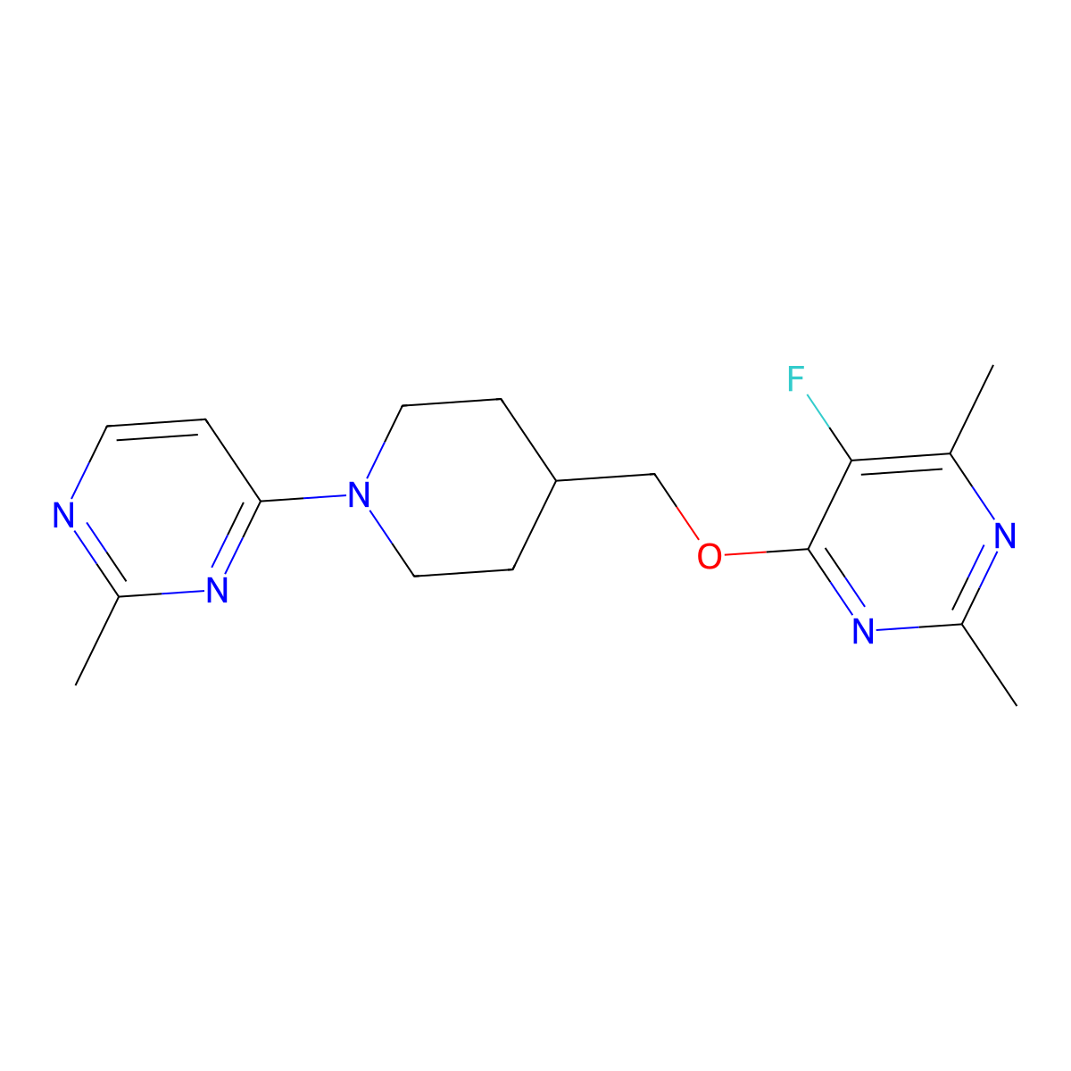 5-Fluoro-2,4-dimethyl-6-{[1-(2-methylpyrimidin-4-yl)piperidin-4-yl]methoxy}pyrimidine molecular structure, CAS 2640966-85-2