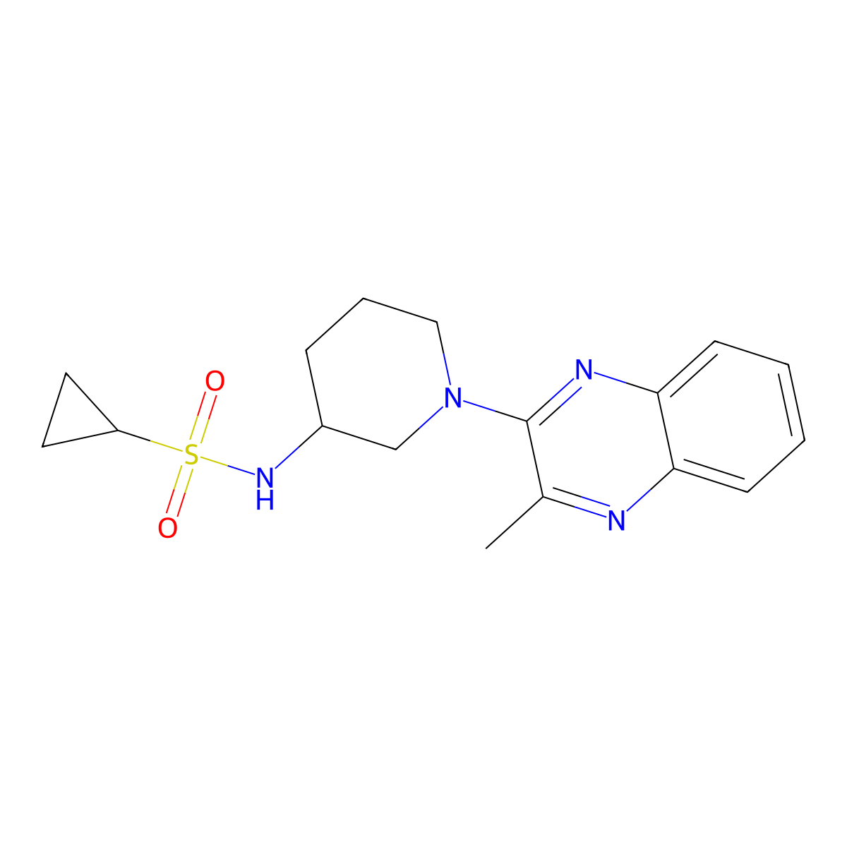 N-[1-(3-methylquinoxalin-2-yl)piperidin-3-yl]cyclopropanesulfonamide molecular structure, CAS 2640966-87-4