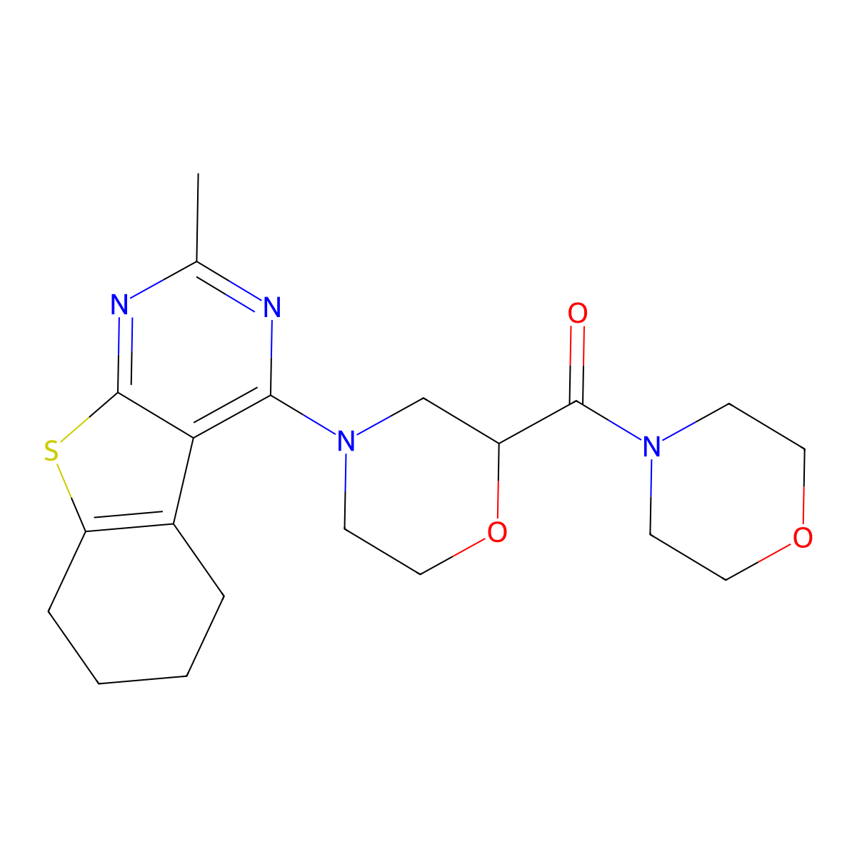 5-Methyl-3-[2-(morpholine-4-carbonyl)morpholin-4-yl]-8-thia-4,6-diazatricyclo[7.4.0.0^{2,7}]trideca-1(9),2,4,6-tetraene molecular structure, CAS 2640966-88-5