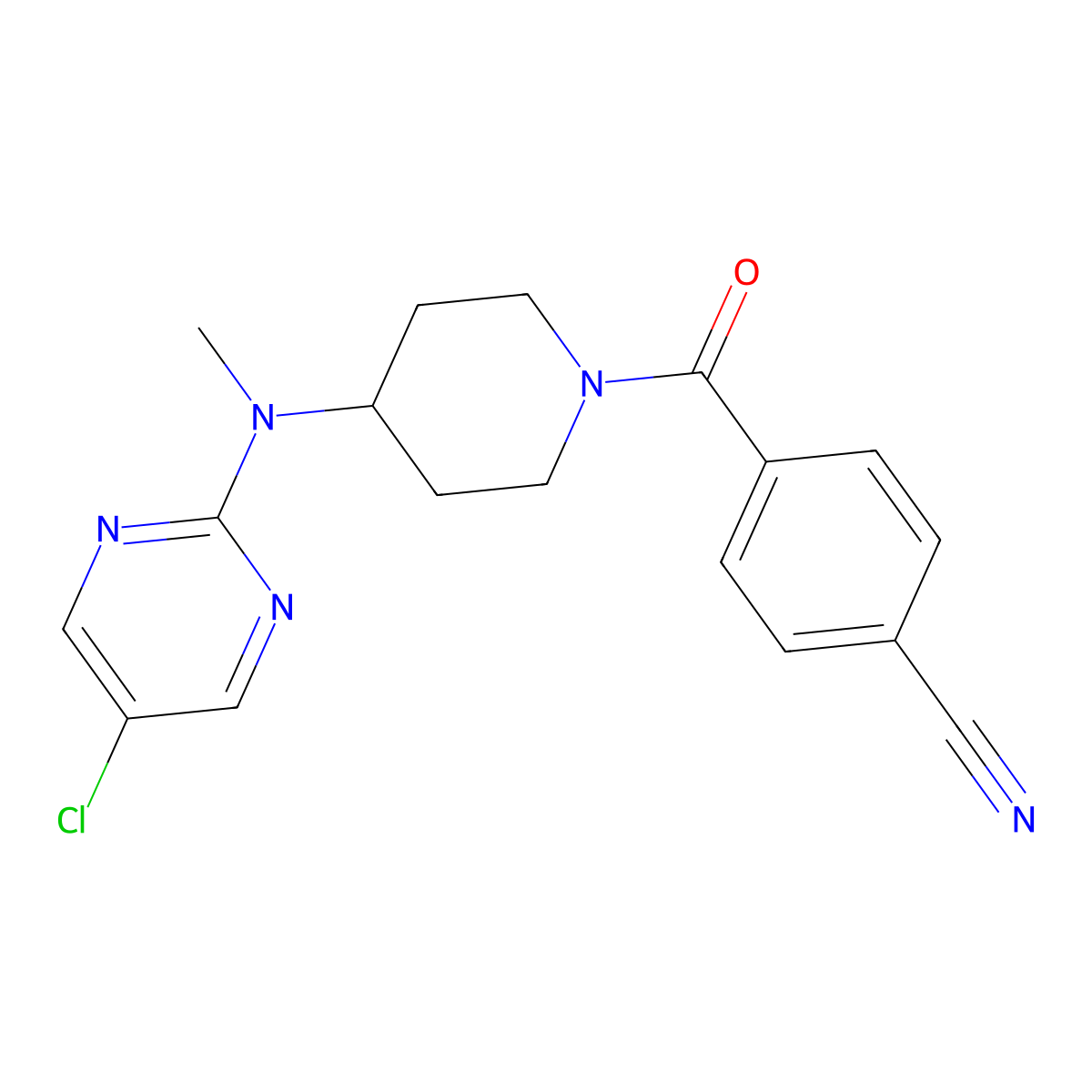 4-{4-[(5-Chloropyrimidin-2-yl)(methyl)amino]piperidine-1-carbonyl}benzonitrile molecular structure, CAS 2640966-92-1