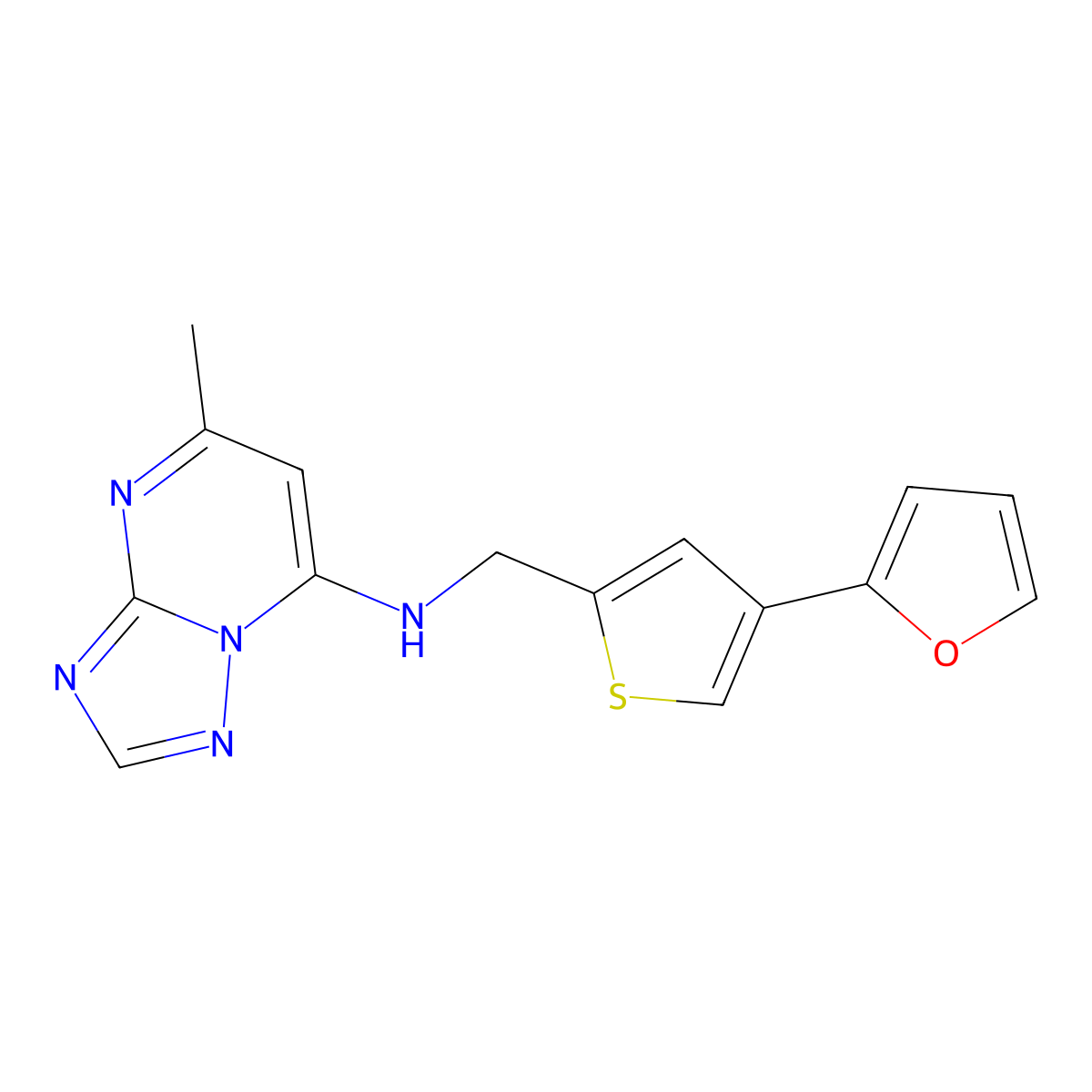 N-{[4-(furan-2-yl)thiophen-2-yl]methyl}-5-methyl-[1,2,4]triazolo[1,5-a]pyrimidin-7-amine molecular structure, CAS 2640966-94-3