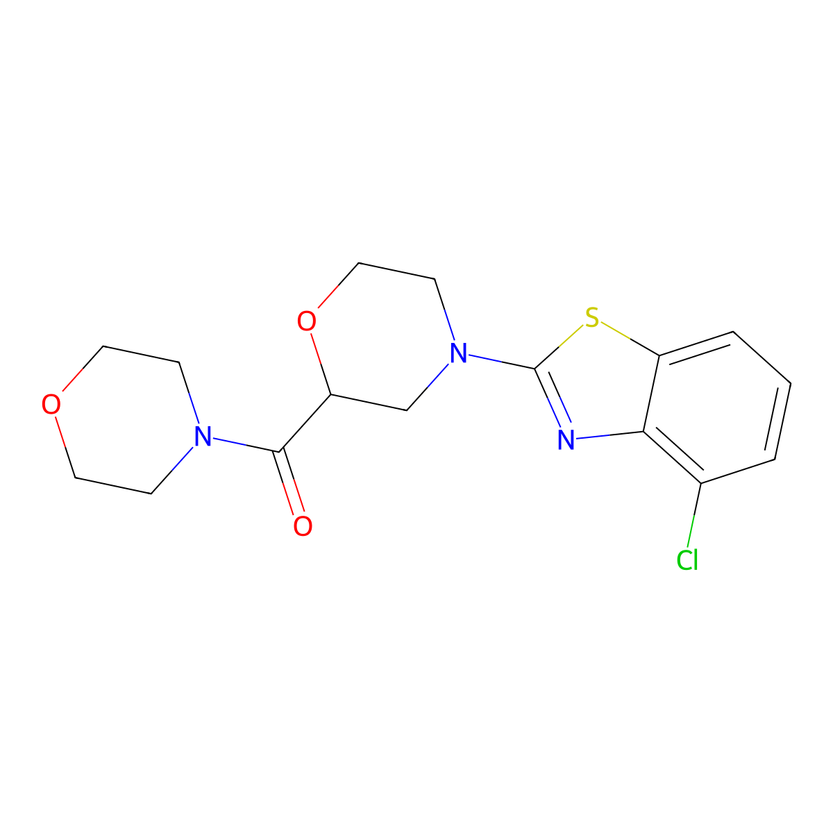 4-Chloro-2-[2-(morpholine-4-carbonyl)morpholin-4-yl]-1,3-benzothiazole molecular structure, CAS 2640966-96-5