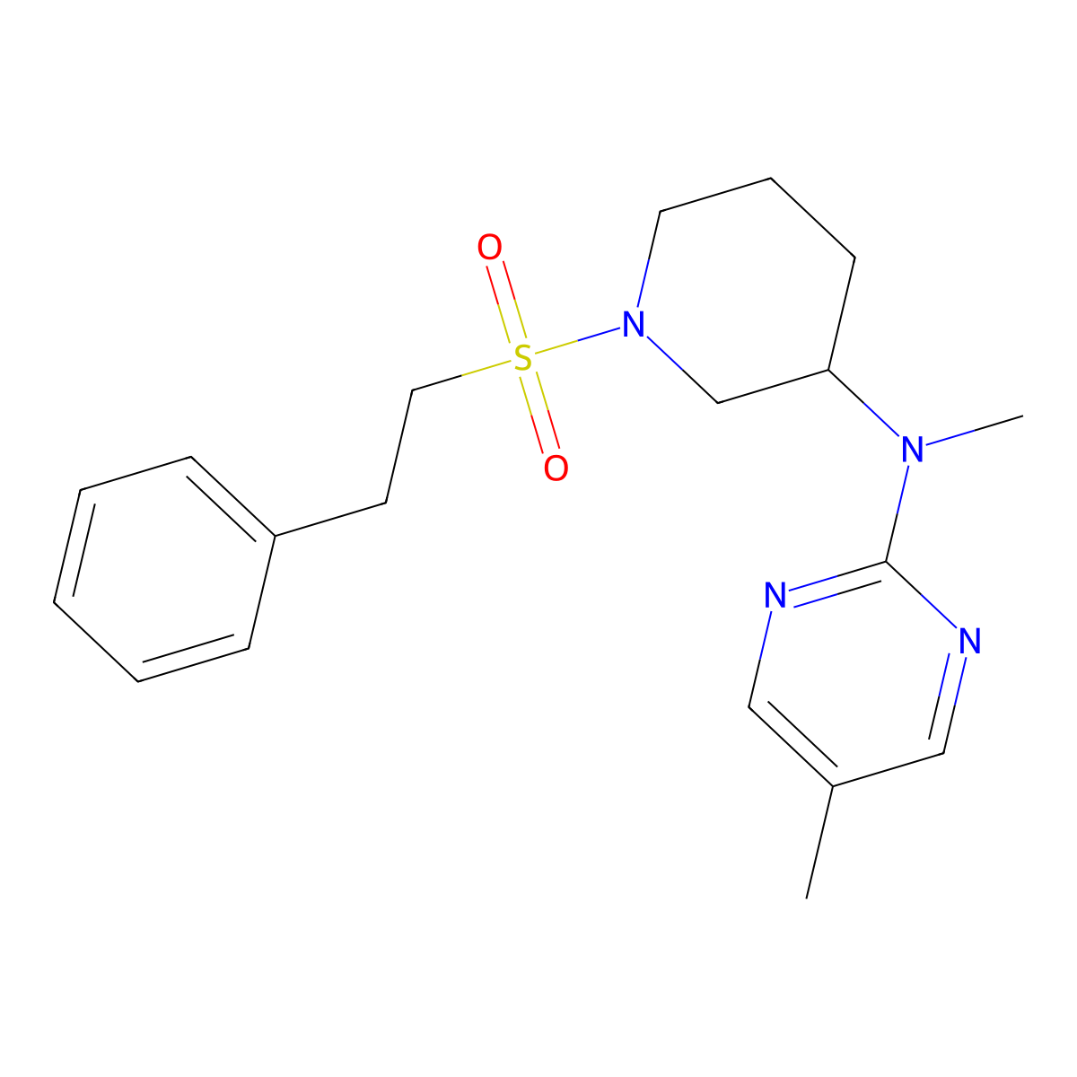 N,5-dimethyl-N-[1-(2-phenylethanesulfonyl)piperidin-3-yl]pyrimidin-2-amine molecular structure, CAS 2640966-99-8