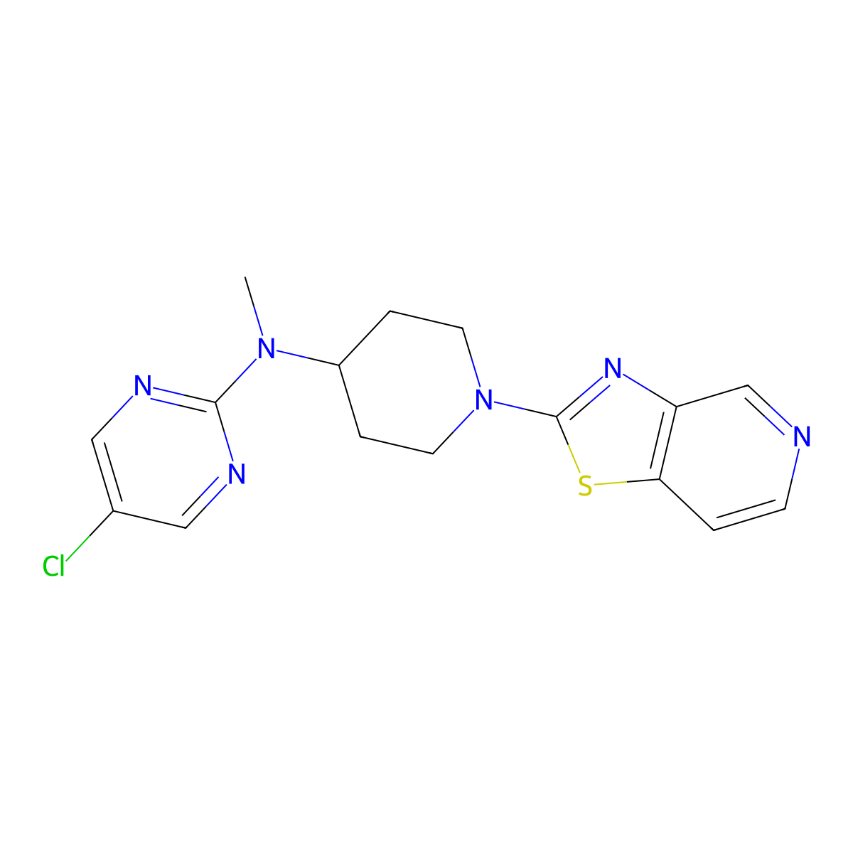 5-chloro-N-methyl-N-(1-{[1,3]thiazolo[4,5-c]pyridin-2-yl}piperidin-4-yl)pyrimidin-2-amine molecular structure, CAS 2640967-04-8