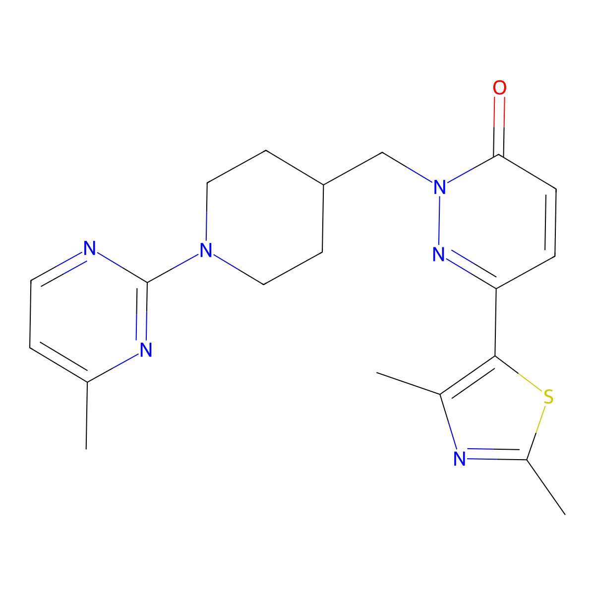 6-(2,4-Dimethyl-1,3-thiazol-5-yl)-2-{[1-(4-methylpyrimidin-2-yl)piperidin-4-yl]methyl}-2,3-dihydropyridazin-3-one molecular structure, CAS 2640967-06-0