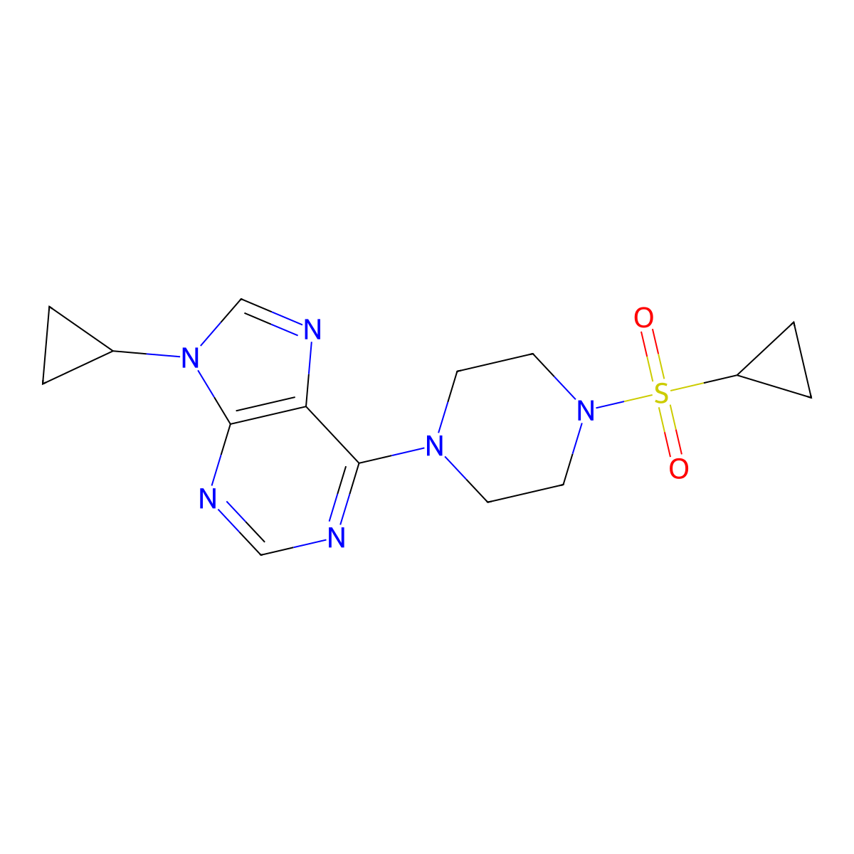 6-[4-(cyclopropanesulfonyl)piperazin-1-yl]-9-cyclopropyl-9H-purine molecular structure, CAS 2640967-12-8