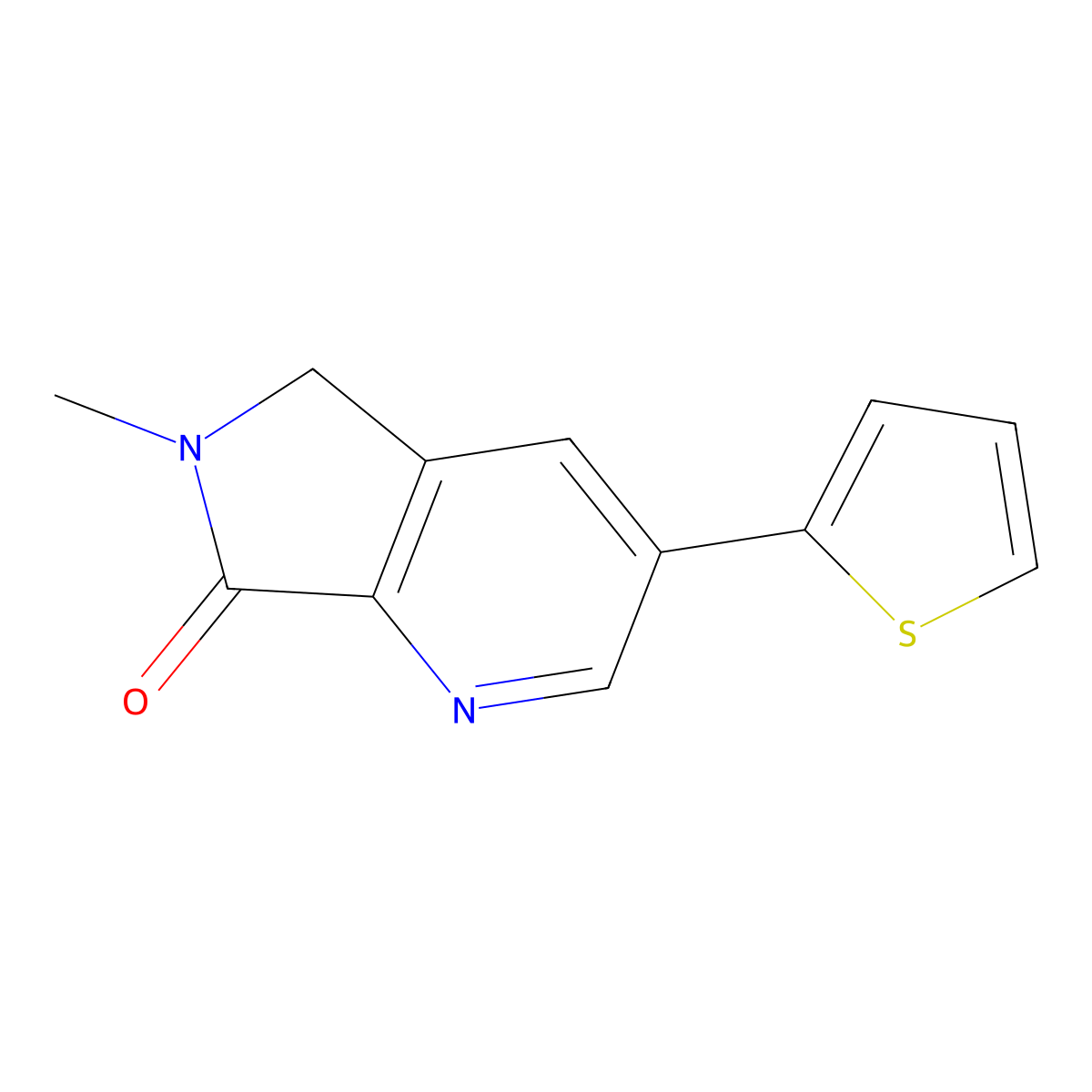 6-methyl-3-(thiophen-2-yl)-5H,6H,7H-pyrrolo[3,4-b]pyridin-7-one molecular structure, CAS 2640967-14-0
