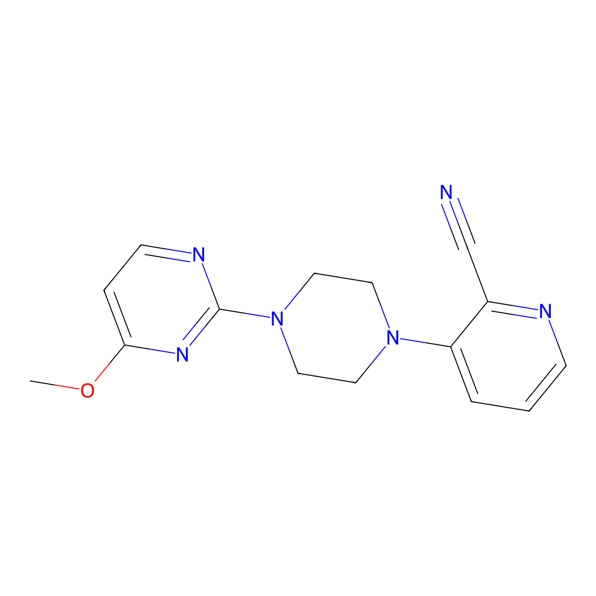 3-[4-(4-Methoxypyrimidin-2-yl)piperazin-1-yl]pyridine-2-carbonitrile molecular structure, CAS 2640967-18-4