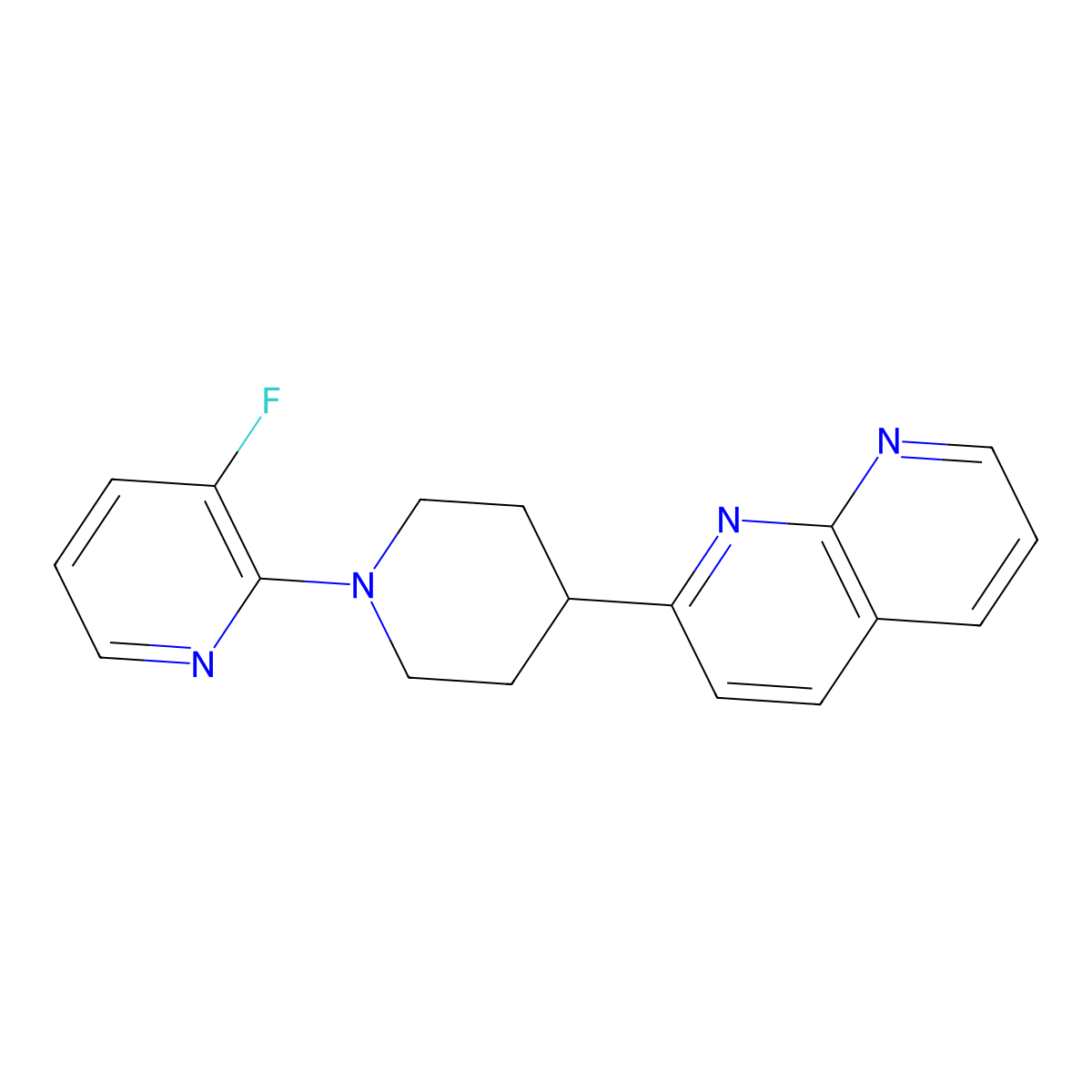 2-[1-(3-Fluoropyridin-2-yl)piperidin-4-yl]-1,8-naphthyridine molecular structure, CAS 2640967-24-2