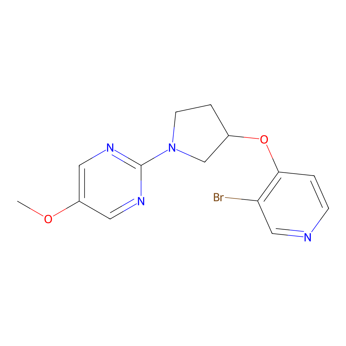 2-{3-[(3-Bromopyridin-4-yl)oxy]pyrrolidin-1-yl}-5-methoxypyrimidine molecular structure, CAS 2640967-33-3