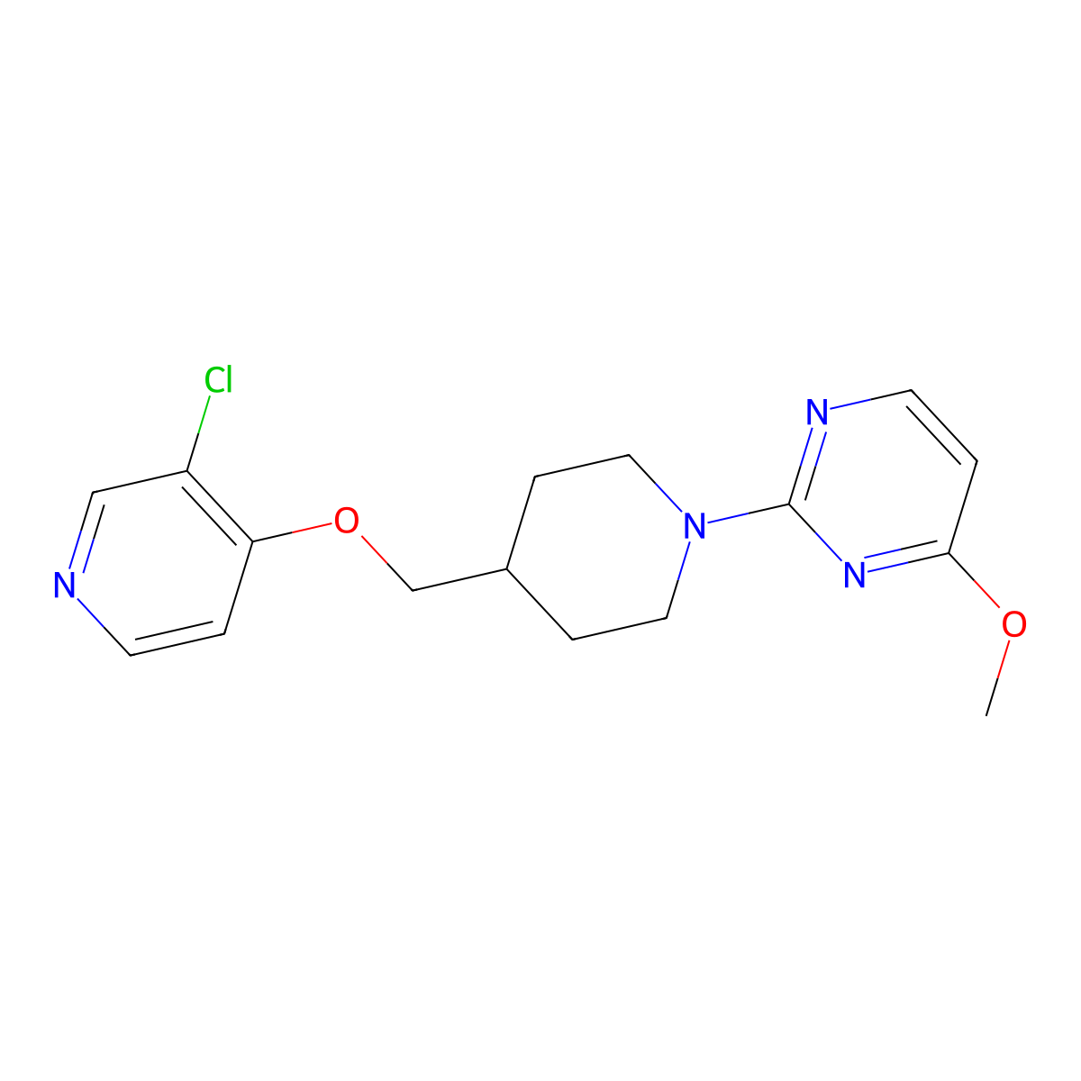 2-(4-{[(3-Chloropyridin-4-yl)oxy]methyl}piperidin-1-yl)-4-methoxypyrimidine molecular structure, CAS 2640967-38-8