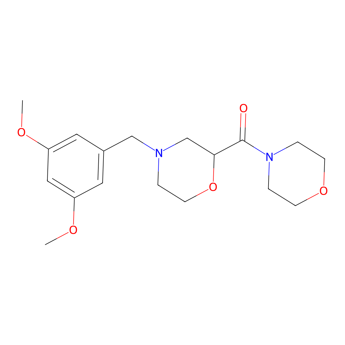 4-[(3,5-Dimethoxyphenyl)methyl]-2-(morpholine-4-carbonyl)morpholine molecular structure, CAS 2640967-52-6