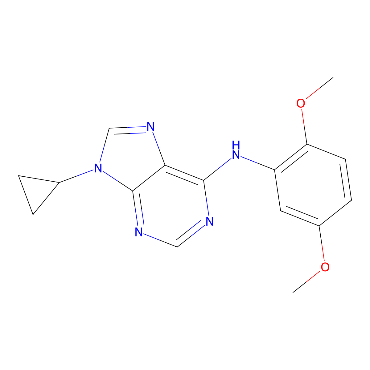 9-cyclopropyl-N-(2,5-dimethoxyphenyl)-9H-purin-6-amine molecular structure, CAS 2640967-54-8