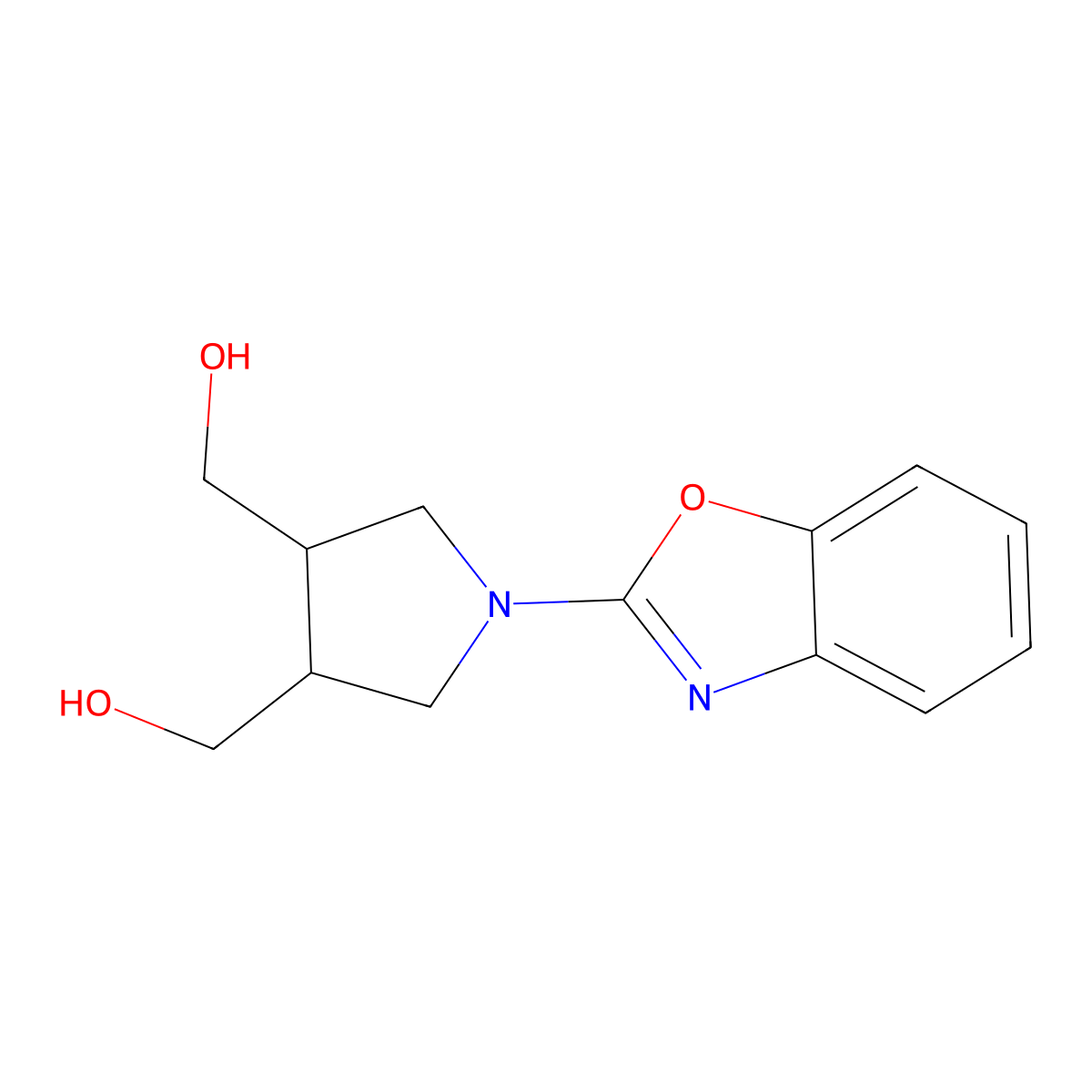 [1-(1,3-Benzoxazol-2-yl)-4-(hydroxymethyl)pyrrolidin-3-yl]methanol molecular structure, CAS 2640967-55-9
