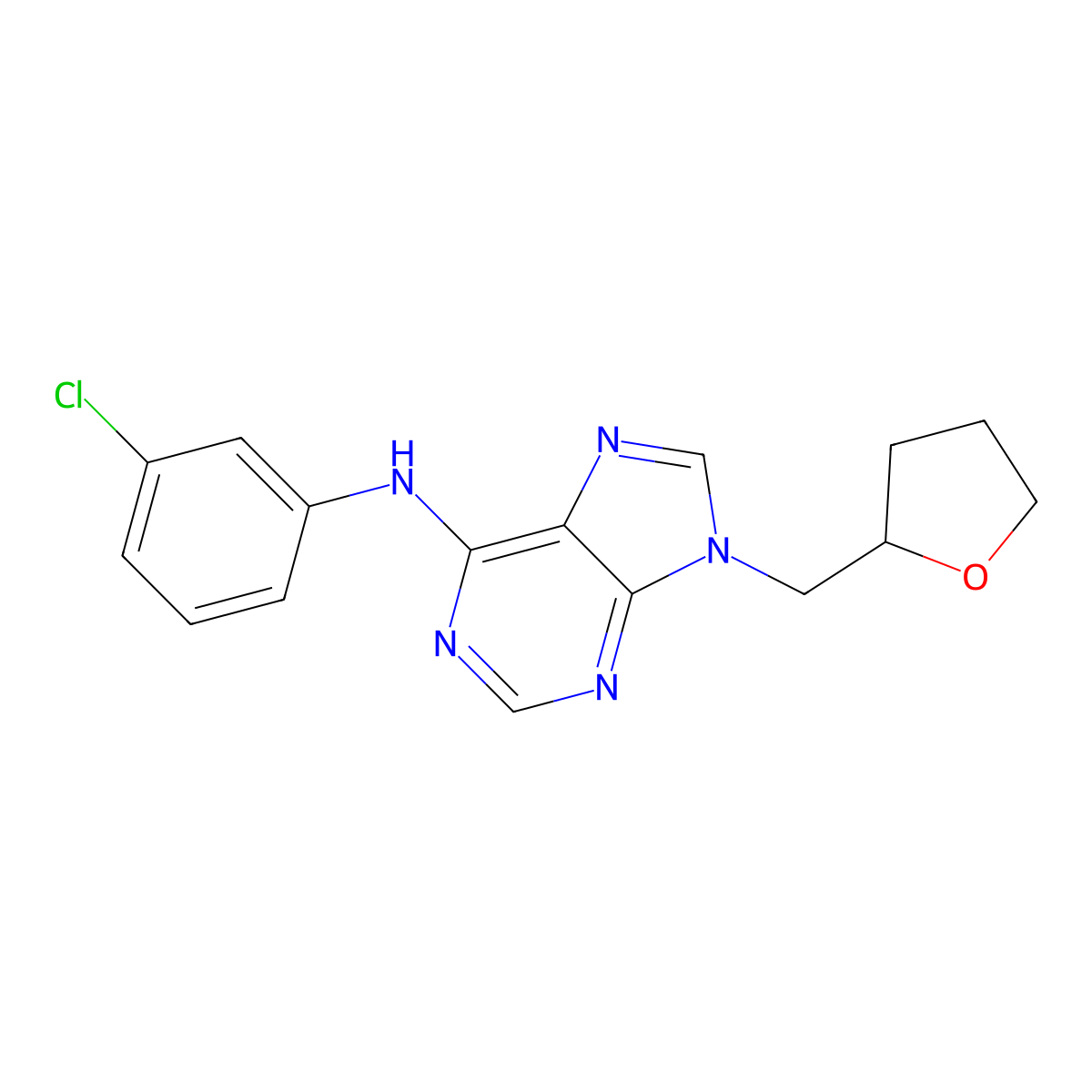 N-(3-chlorophenyl)-9-[(oxolan-2-yl)methyl]-9H-purin-6-amine molecular structure, CAS 2640967-56-0
