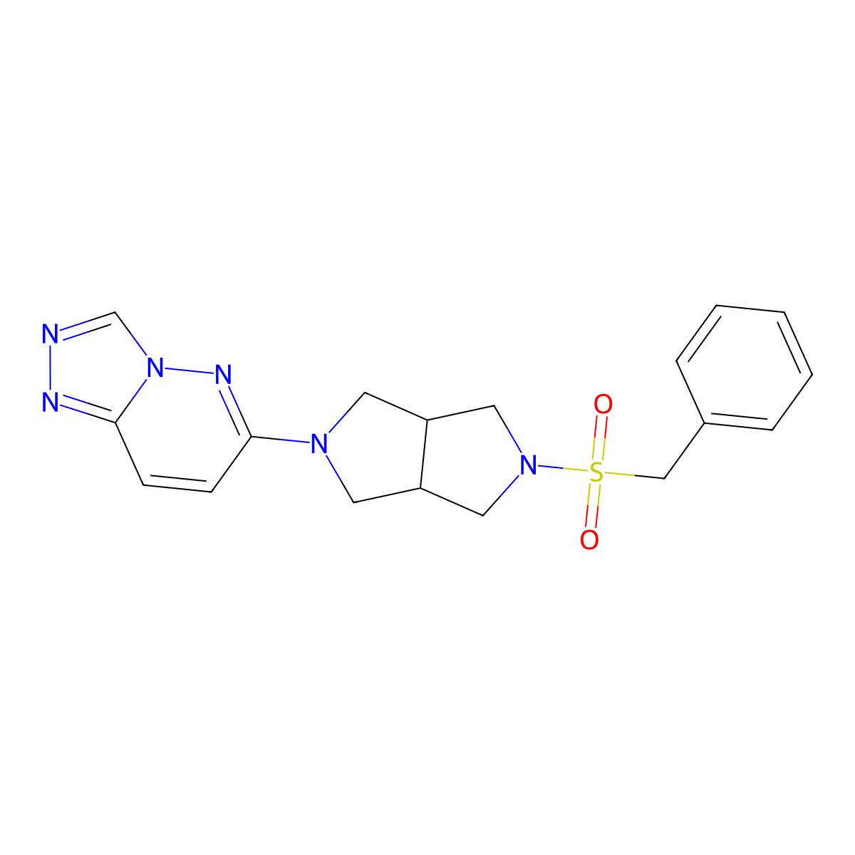 2-Phenylmethanesulfonyl-5-{[1,2,4]triazolo[4,3-b]pyridazin-6-yl}-octahydropyrrolo[3,4-c]pyrrole molecular structure, CAS 2640967-62-8